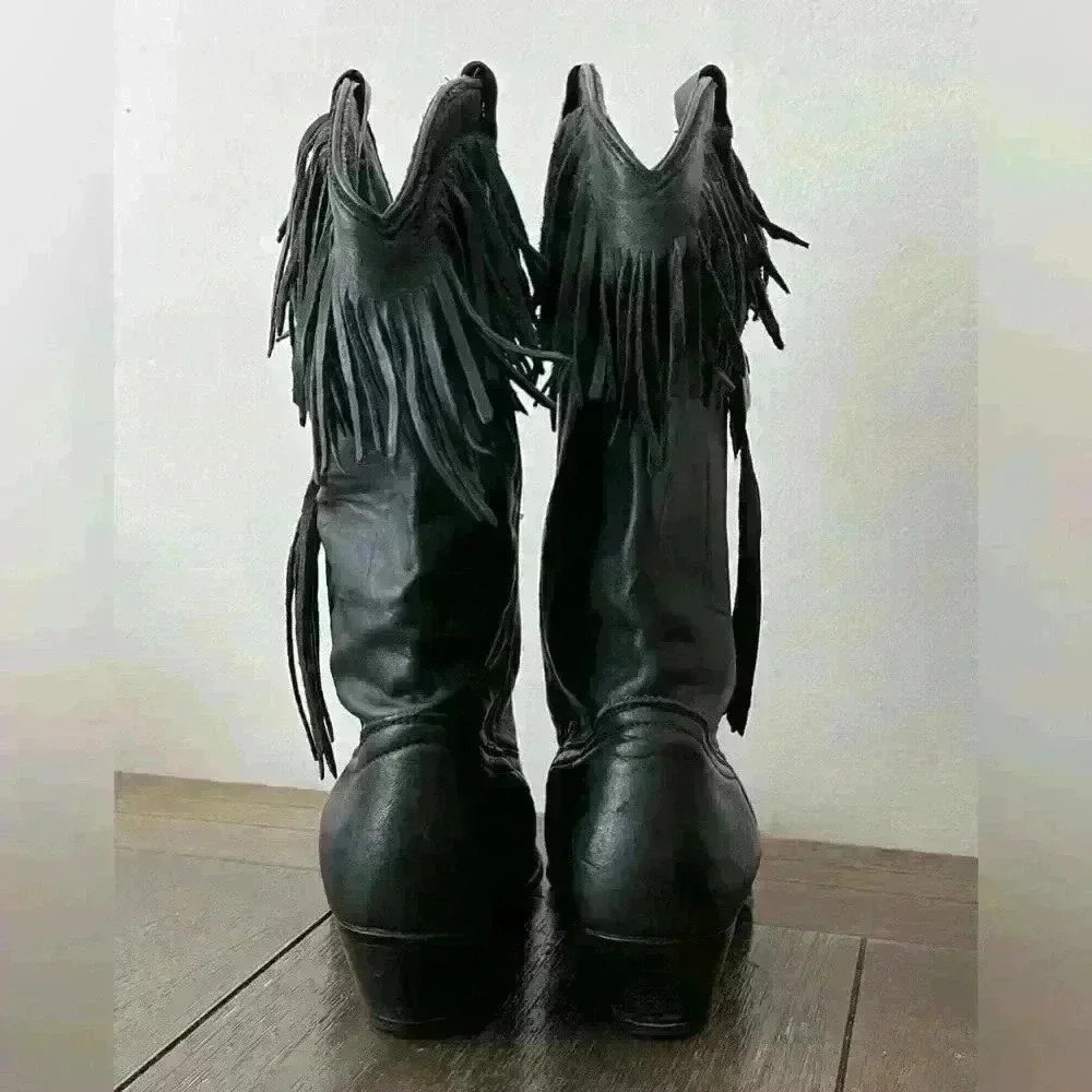 Vintage Acme Fringe Western Boots Made in Mexico Womens size 5 - Picture 8 of 10